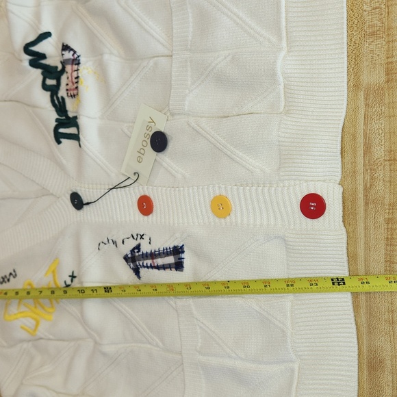 EBOSSY Women’s Cable Knit Long Sleeve Embroidered Cardigan, size L - Picture 8 of 12